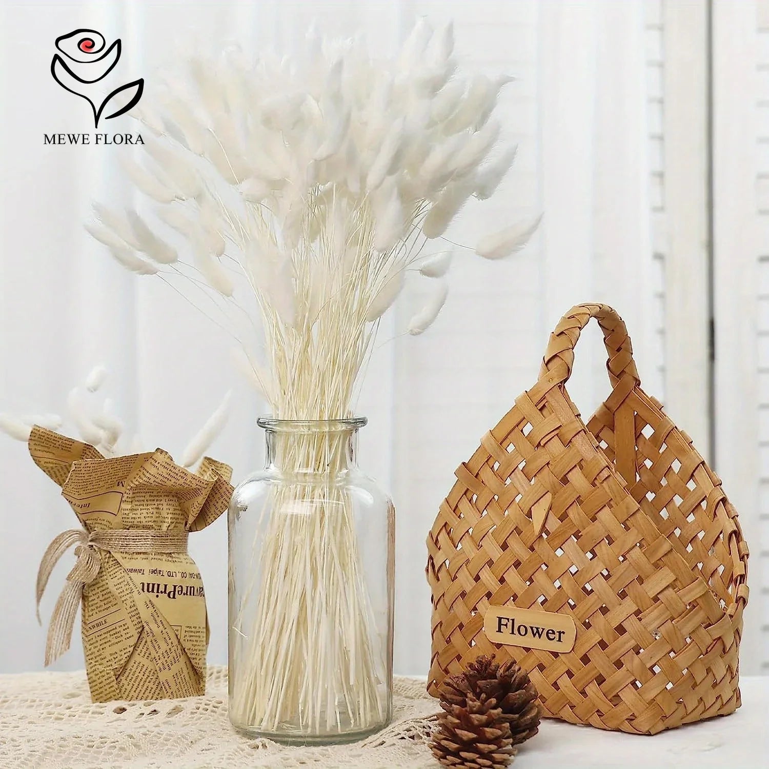 60pcs Mix Bunny Rabbit Tails Grass Dried Flowers Bouquet - Graceland Home and Living -