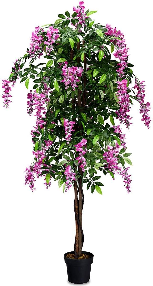 6FT Ficus Artificial Tree, Fake Wisteria Tree in Nursery Pot - Graceland Home and Living - - #tag1#
