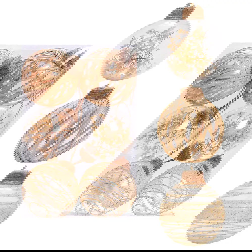 6PCS 7.5cm Linen Gold Transparent Christmas Ball - Graceland Home and Living - - #tag1#