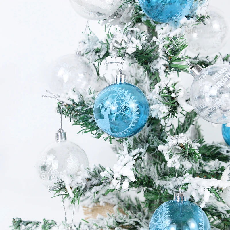 6Pcs 6cm Blue Transparent Christmas Ball Christmas Tree Ornaments - Graceland Home and Living - - #tag1#