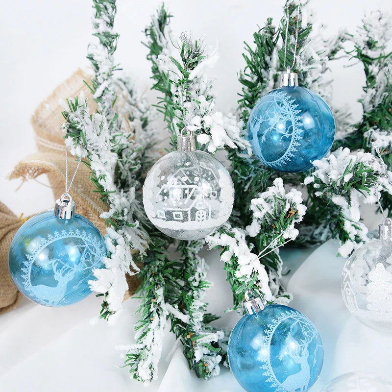 6Pcs 6cm Blue Transparent Christmas Ball Christmas Tree Ornaments - Graceland Home and Living - - #tag1#