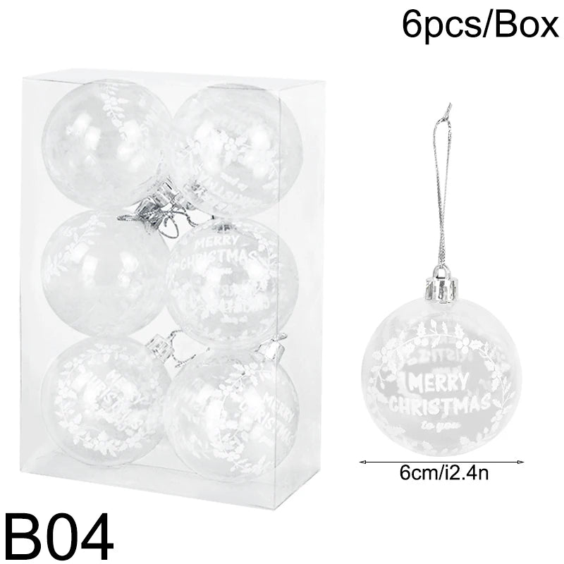 6Pcs 6cm Blue Transparent Christmas Ball Christmas Tree Ornaments - Graceland Home and Living - - #tag1#
