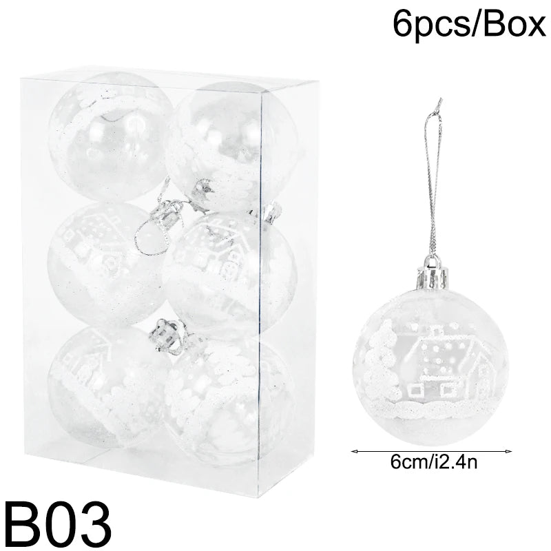 6Pcs 6cm Blue Transparent Christmas Ball Christmas Tree Ornaments - Graceland Home and Living - - #tag1#