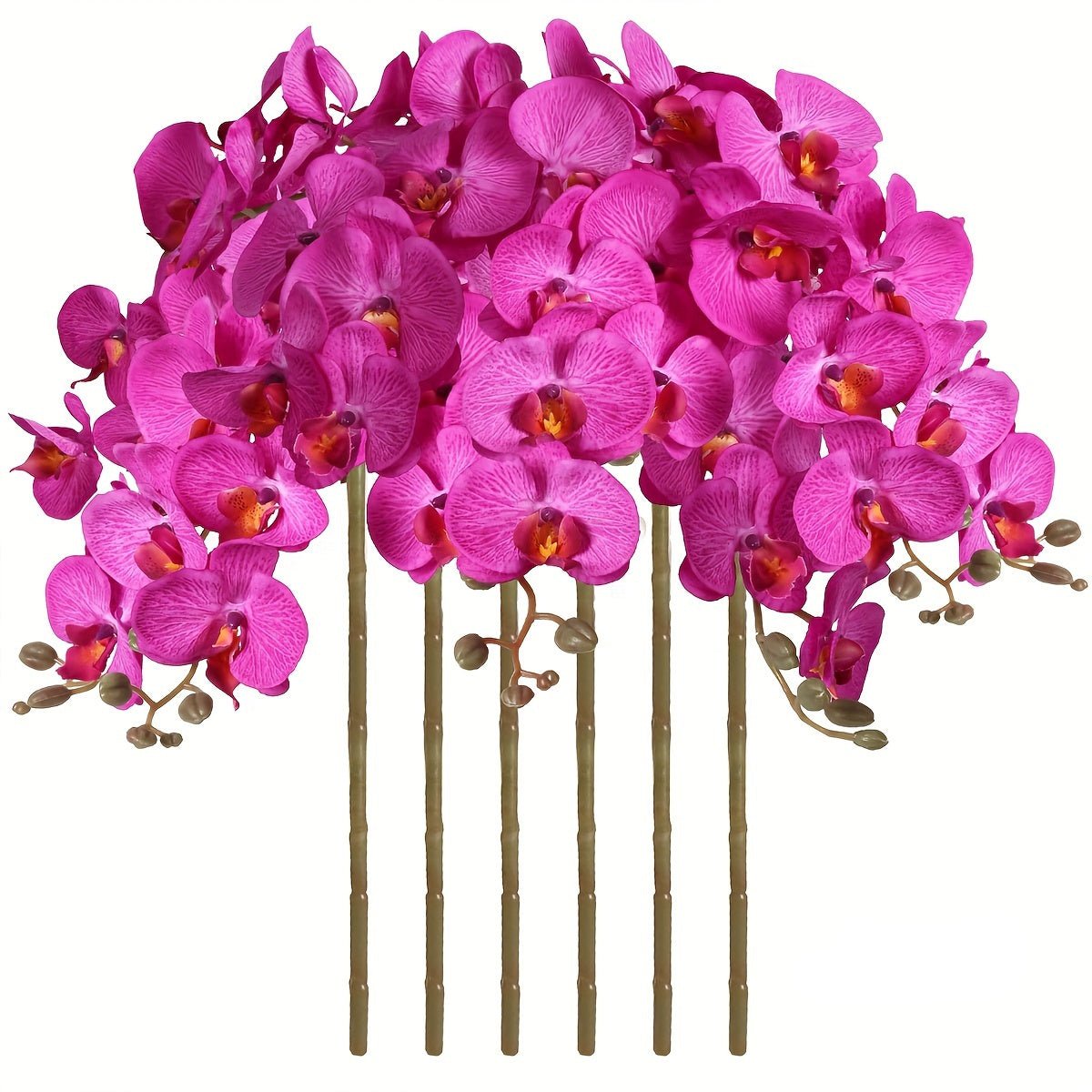 6pcs, Faux Orchid Flowers, 37.8" Velvet Artificial Orchids Flowers Long Stem Artificial Flowers For Tall Vase - Graceland Home and Living - - #tag1#