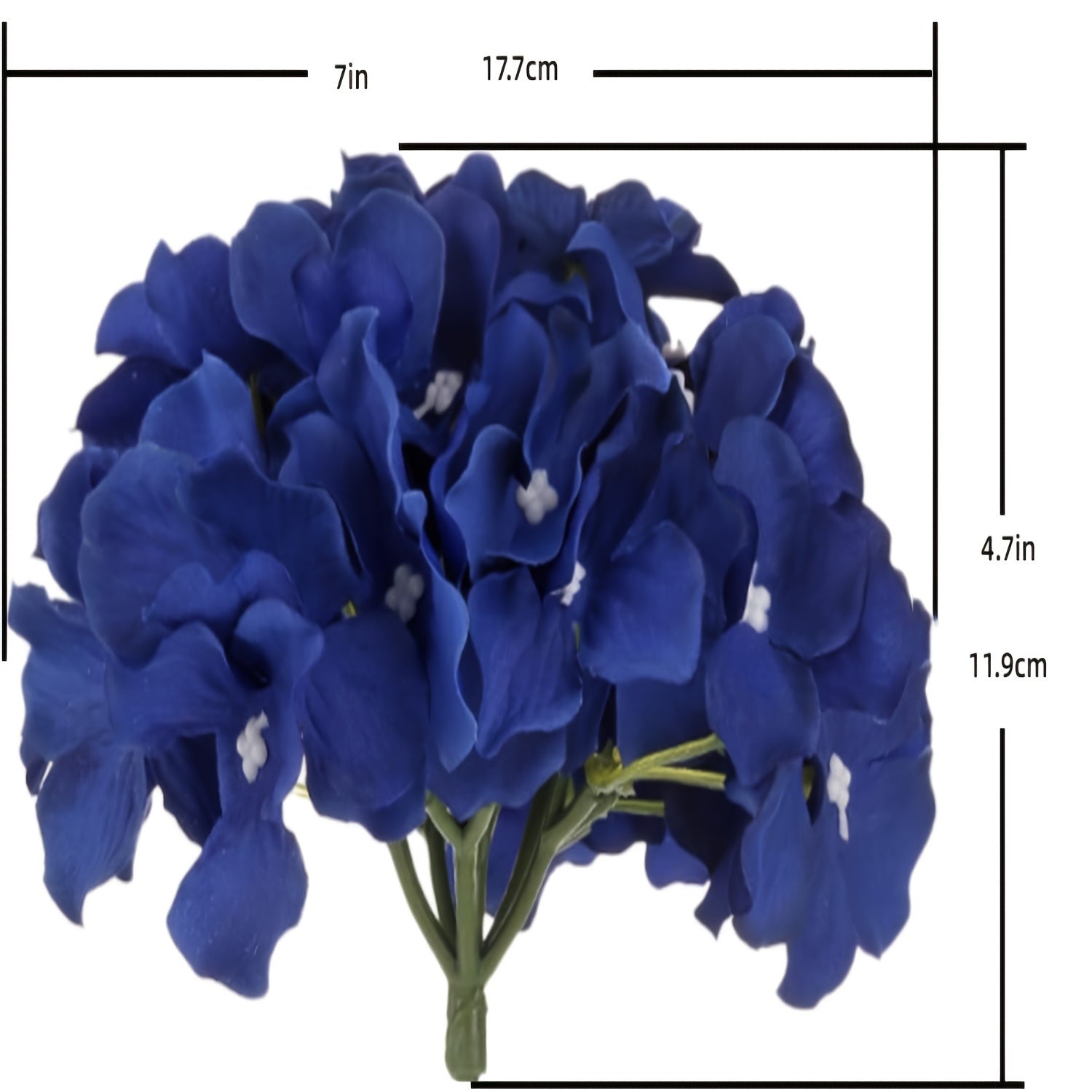 7-Pack Deep Blue Fabric Hydrangea Flower Bouquet - Graceland Home and Living - - #tag1#