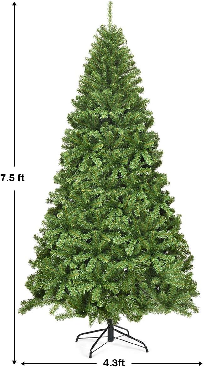 7.5 Ft Artificial Christmas Tree, Premium Hinged Spruce Tree with1346 branch tips - Graceland Home and Living - - #tag1#