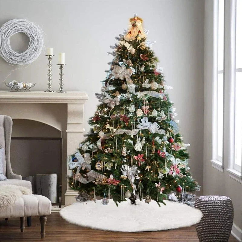 78/90/122cm Christmas Tree Skirts White Plush Mat - Graceland Home and Living -
