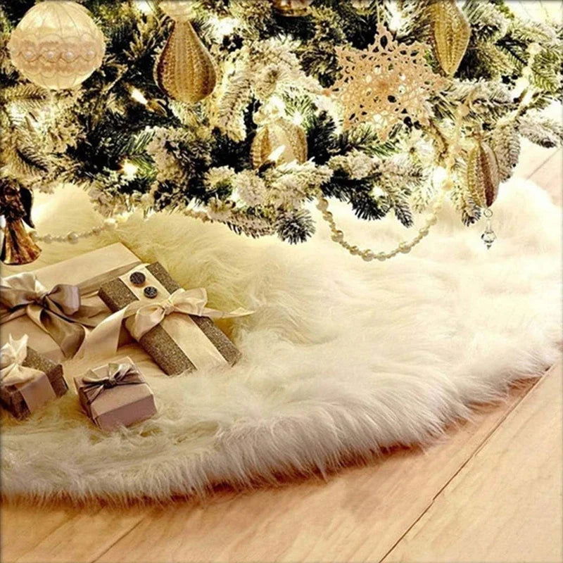 78/90/122cm Christmas Tree Skirts White Plush Mat - Graceland Home and Living - - #tag1#