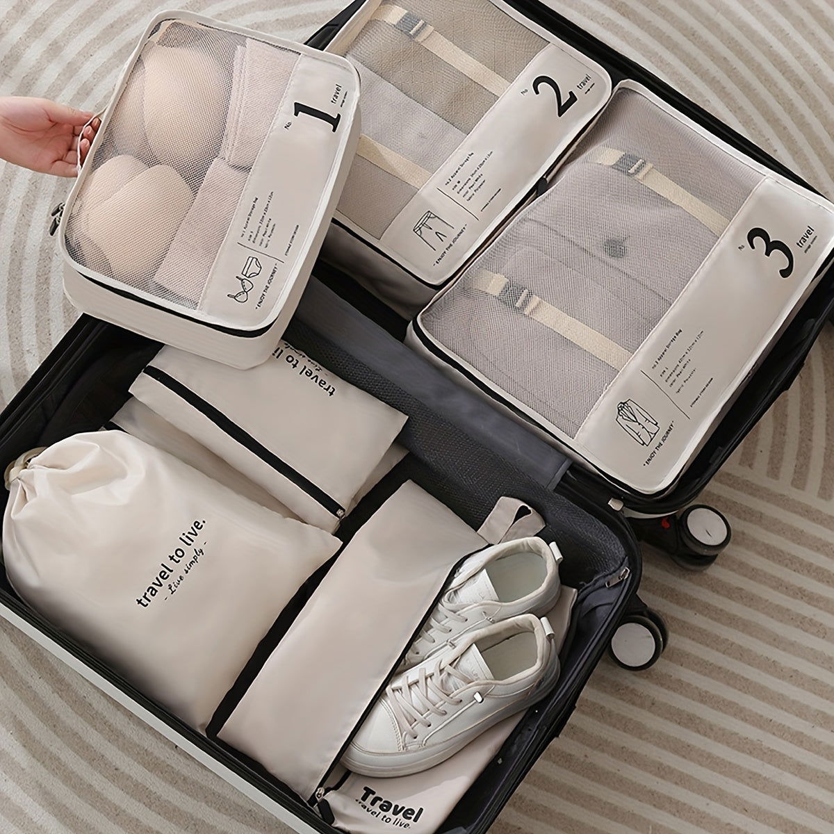 7 Pcs Minimalist Multifunctional Luggage Bag, Lightweight Dustproof Packaging Cubes - Graceland Home and Living - - #tag1#