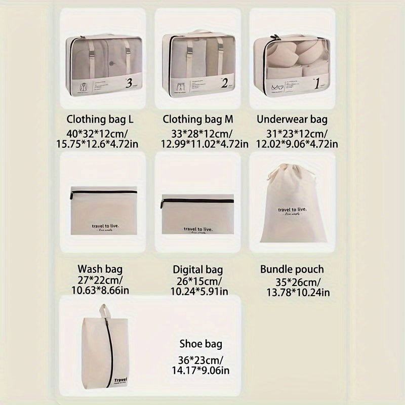 7 Pcs Minimalist Multifunctional Luggage Bag, Lightweight Dustproof Packaging Cubes - Graceland Home and Living - - #tag1#