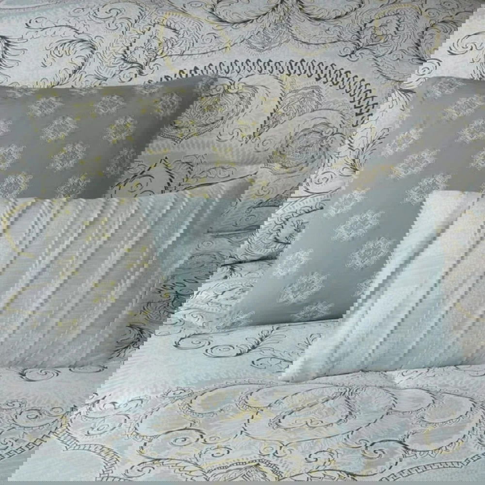 7pc Reversible Cotton Comforter Set, queen bedding set - Graceland Home and Living -