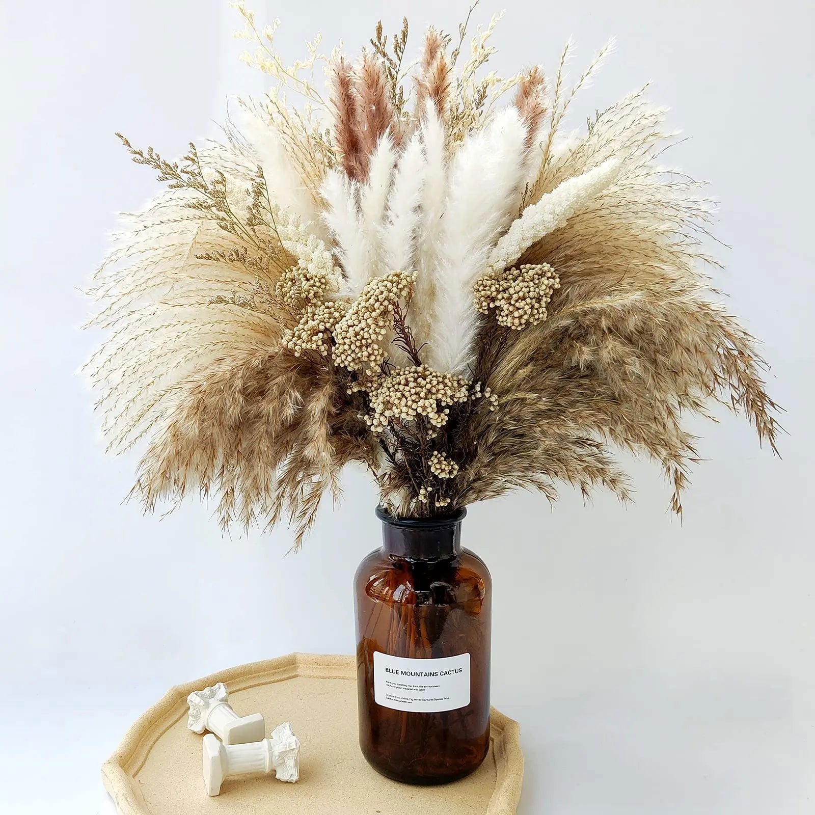 80pcs Pampas Grass Flowers Set, Dried Plants Bouquet Arrangement,100% Natural Dry Flowers - Graceland Home and Living -