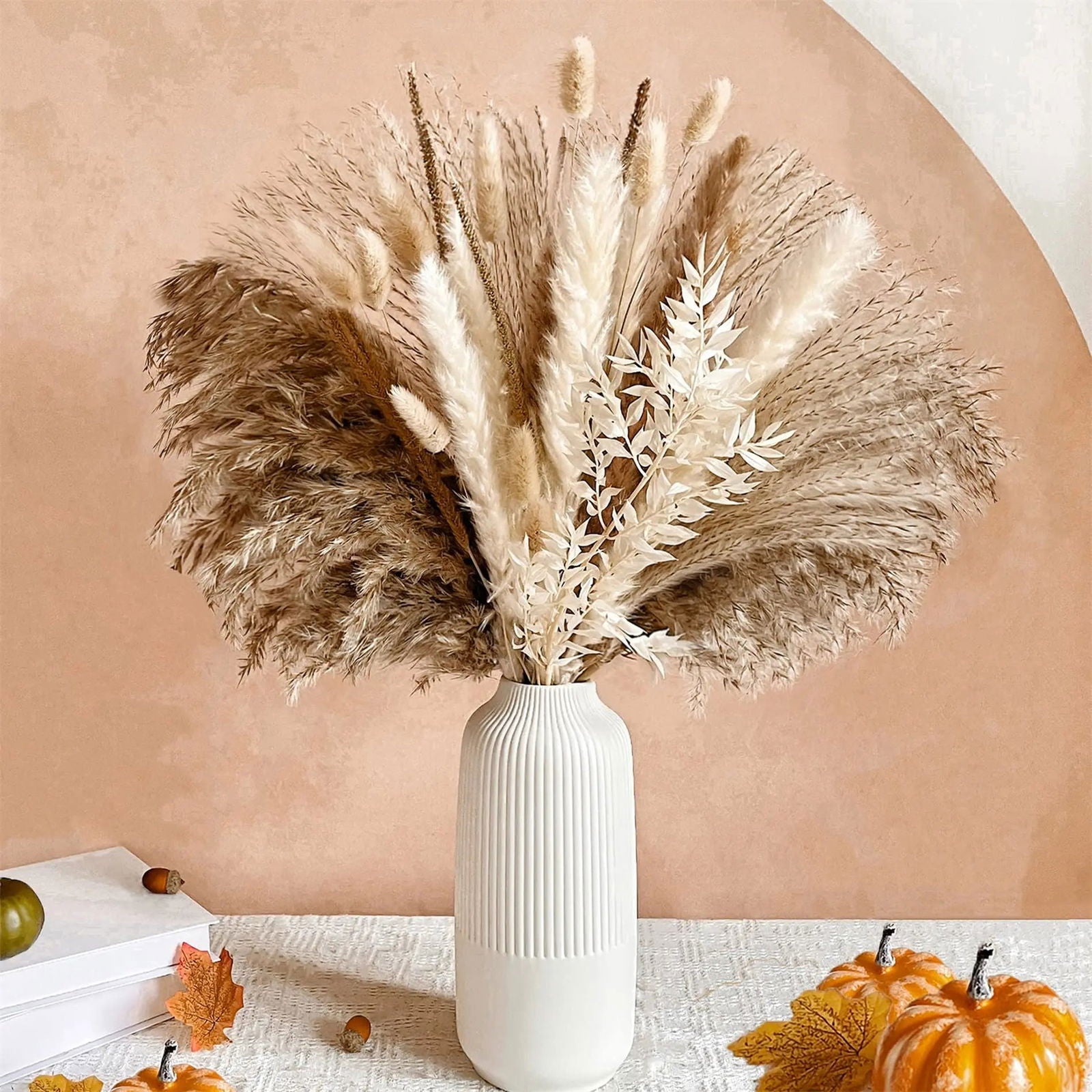 80pcs Pampas Grass Flowers Set, Dried Plants Bouquet Arrangement,100% Natural Dry Flowers - Graceland Home and Living - - #tag1#