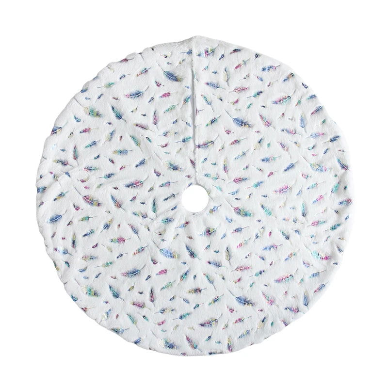 90cm Bronzing Feather Plush Christmas Tree Skirts - Graceland Home and Living -