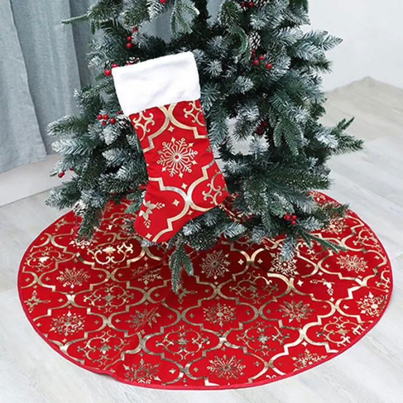 90cm Bronzing Feather Plush Christmas Tree Skirts - Graceland Home and Living -