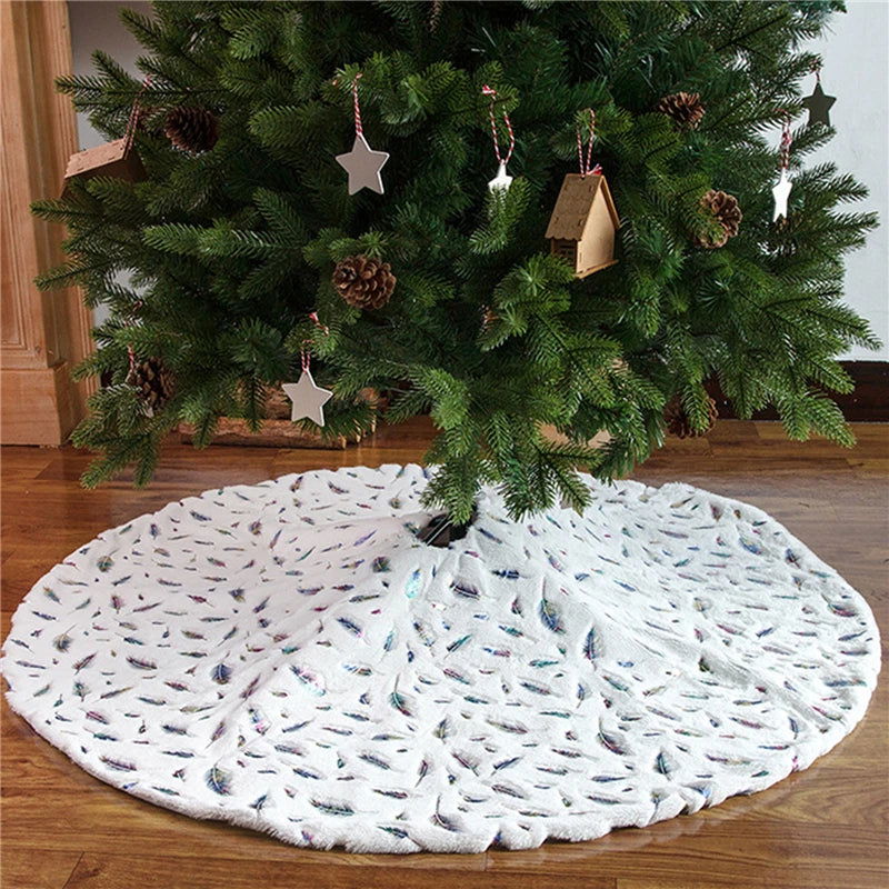 90cm Bronzing Feather Plush Christmas Tree Skirts - Graceland Home and Living - - #tag1#
