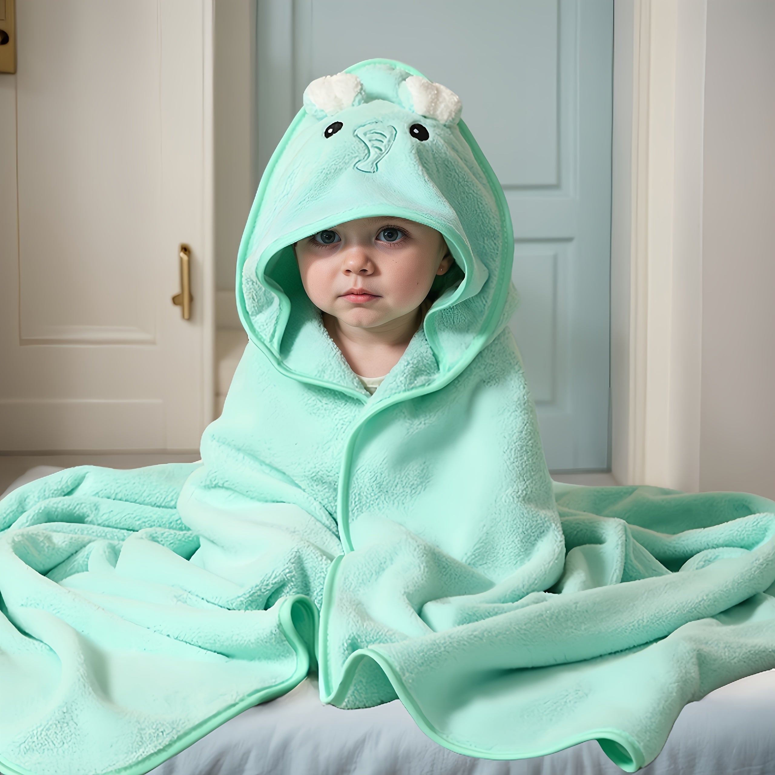 1 Piece Children's Bath Towel Cartoon Coral Fleece Hooded – Soft Baby Blanket