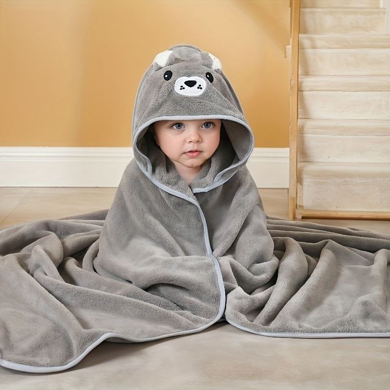 1 Piece Children's Bath Towel Cartoon Coral Fleece Hooded – Soft Baby Blanket
