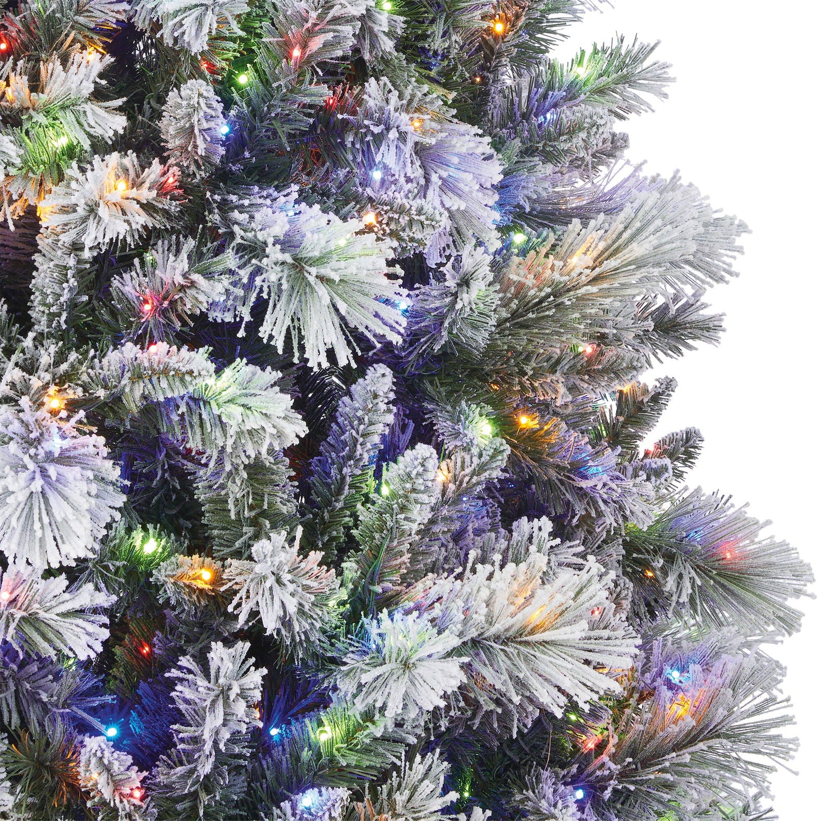 9ft Pre-Lit Glitter Flocked Artificial Christmas Tree, 1,780 Color Changing Radiant Lights - Graceland Home and Living -