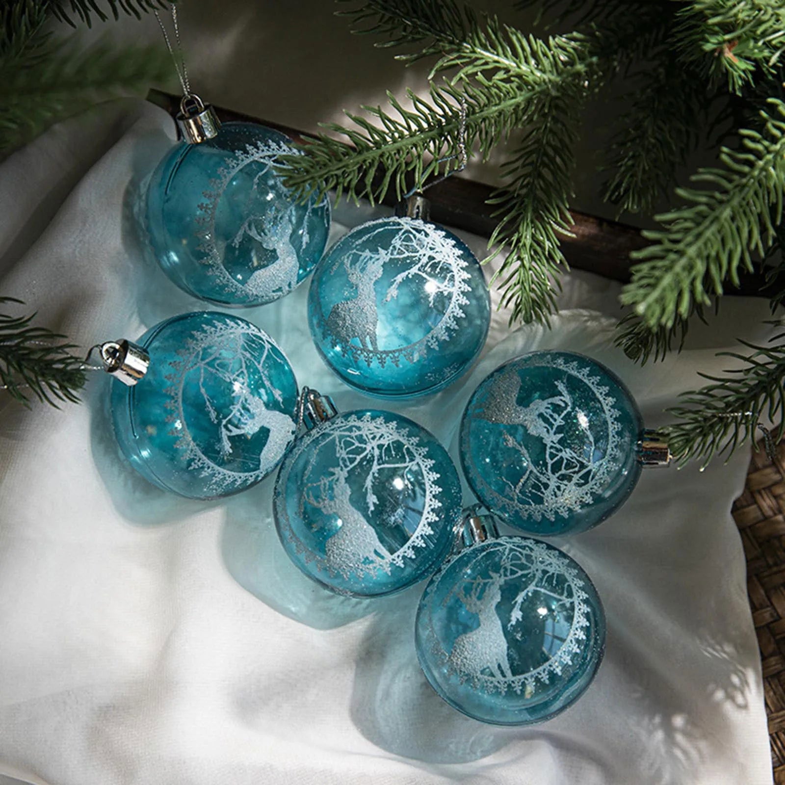 A Box Of 6 Transparent Christmas Ball Ornaments - Graceland Home and Living -