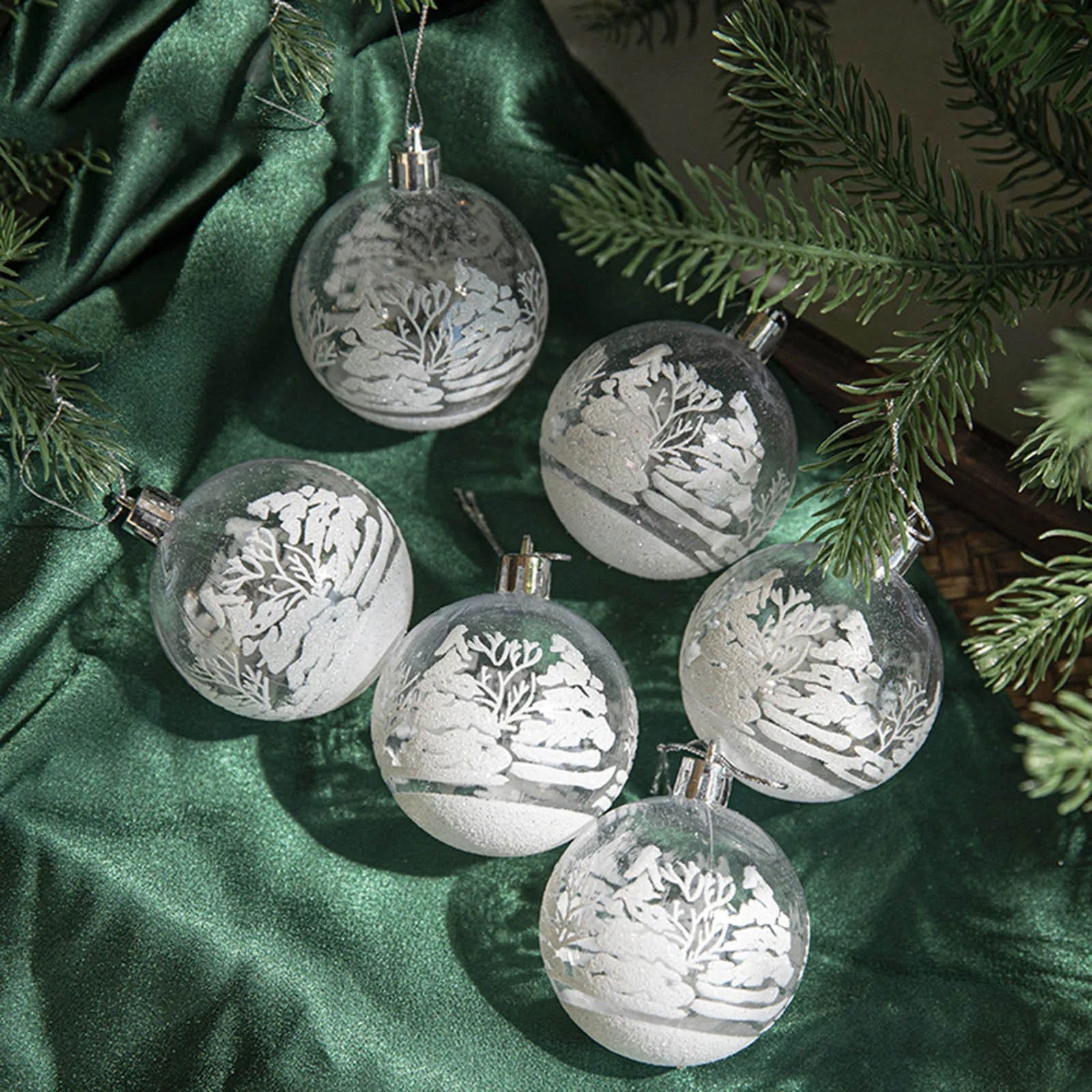 A Box Of 6 Transparent Christmas Ball Ornaments - Graceland Home and Living - - #tag1#