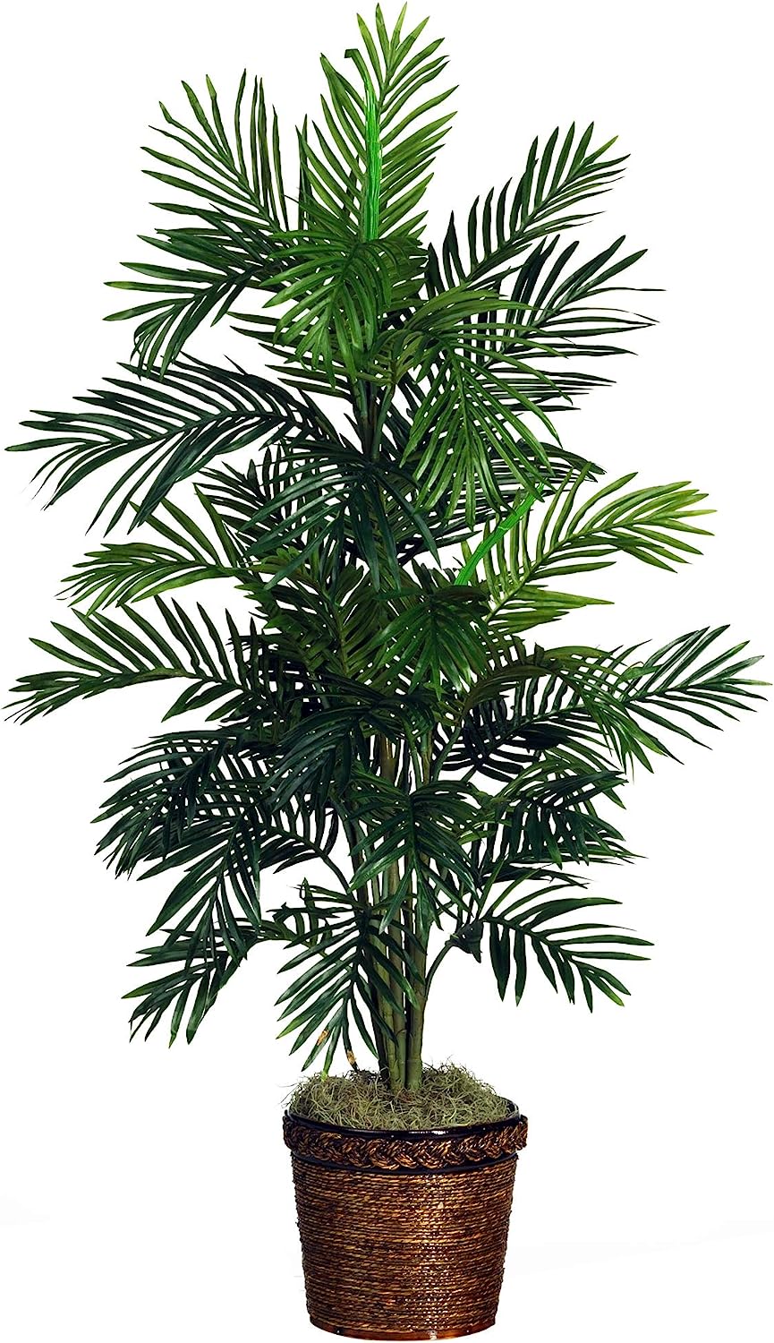 Areca Palm Decorative Silk Tree with Basket, 4.5Ft Tall - Graceland Home and Living -