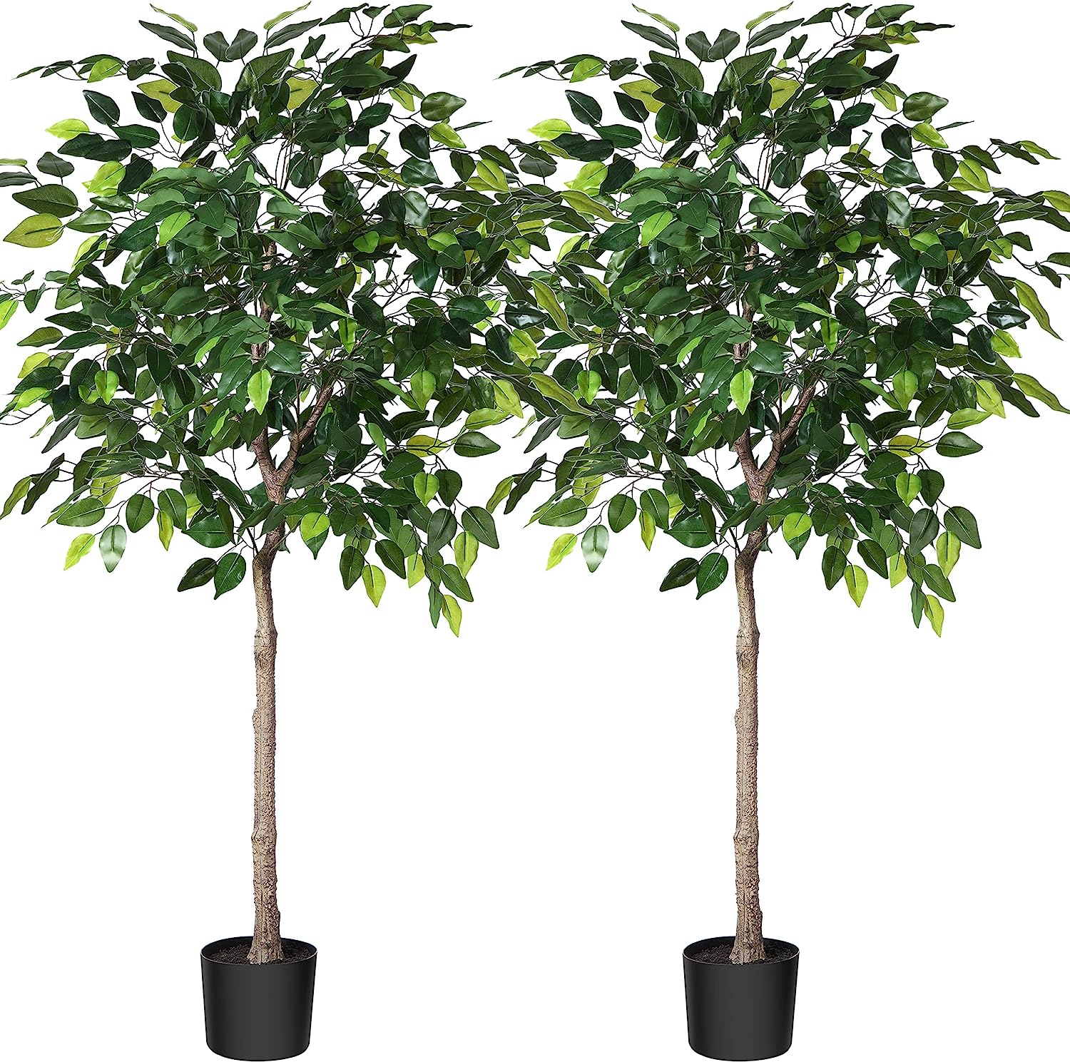 Artificial Ficus Silk Tree, 4FT Faux Plastic Ficus Plant in Pot - Graceland Home and Living -