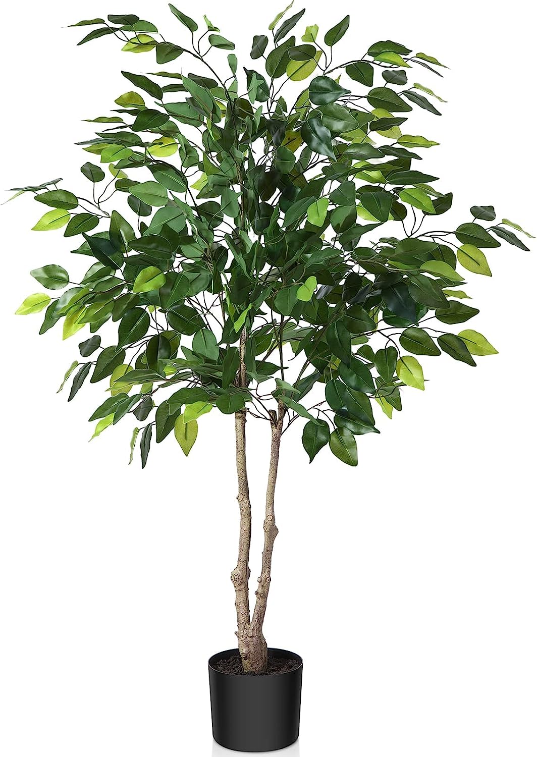 Artificial Ficus Silk Tree, 4FT Faux Plastic Ficus Plant in Pot - Graceland Home and Living - - #tag1#