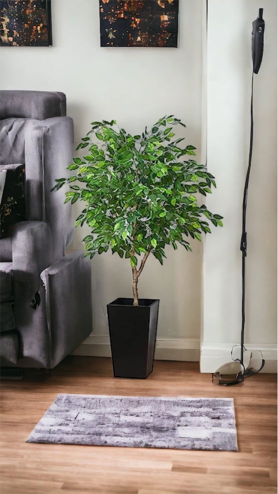 Artificial Ficus Silk Tree, 4FT Faux Plastic Ficus Plant in Pot - Graceland Home and Living - - #tag1#