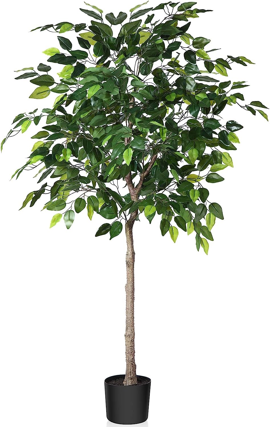 Artificial Ficus Silk Tree, 4FT Faux Plastic Ficus Plant in Pot - Graceland Home and Living - - #tag1#