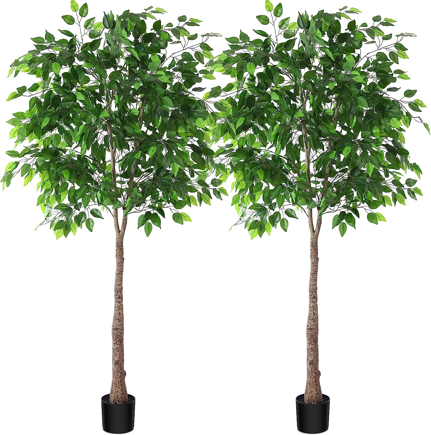 Artificial Ficus Silk Tree, 4FT Faux Plastic Ficus Plant in Pot - Graceland Home and Living - - #tag1#