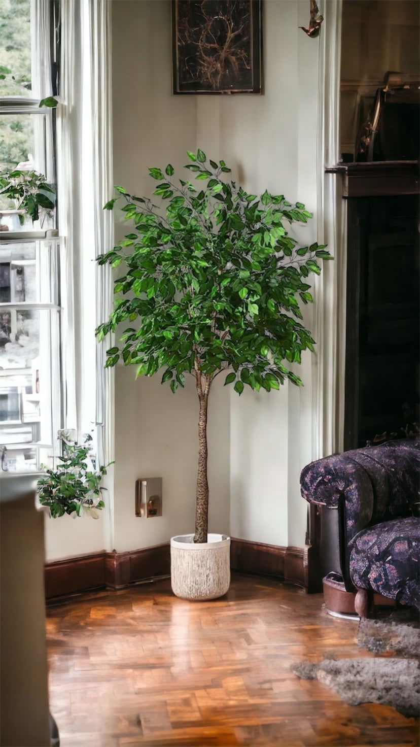 Artificial Ficus Silk Tree, 4FT Faux Plastic Ficus Plant in Pot - Graceland Home and Living - - #tag1#