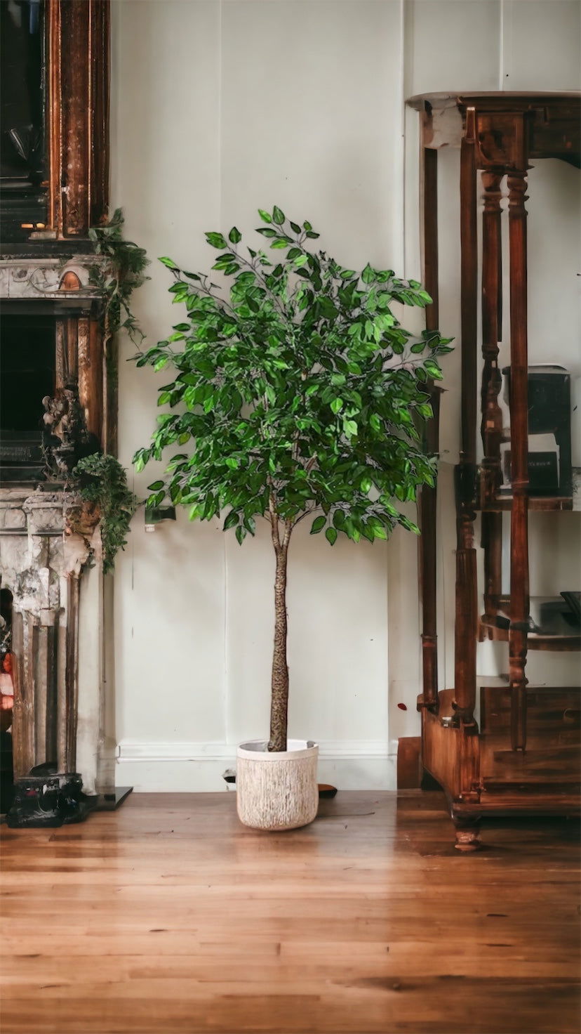 Artificial Ficus Silk Tree, 4FT Faux Plastic Ficus Plant in Pot - Graceland Home and Living - - #tag1#