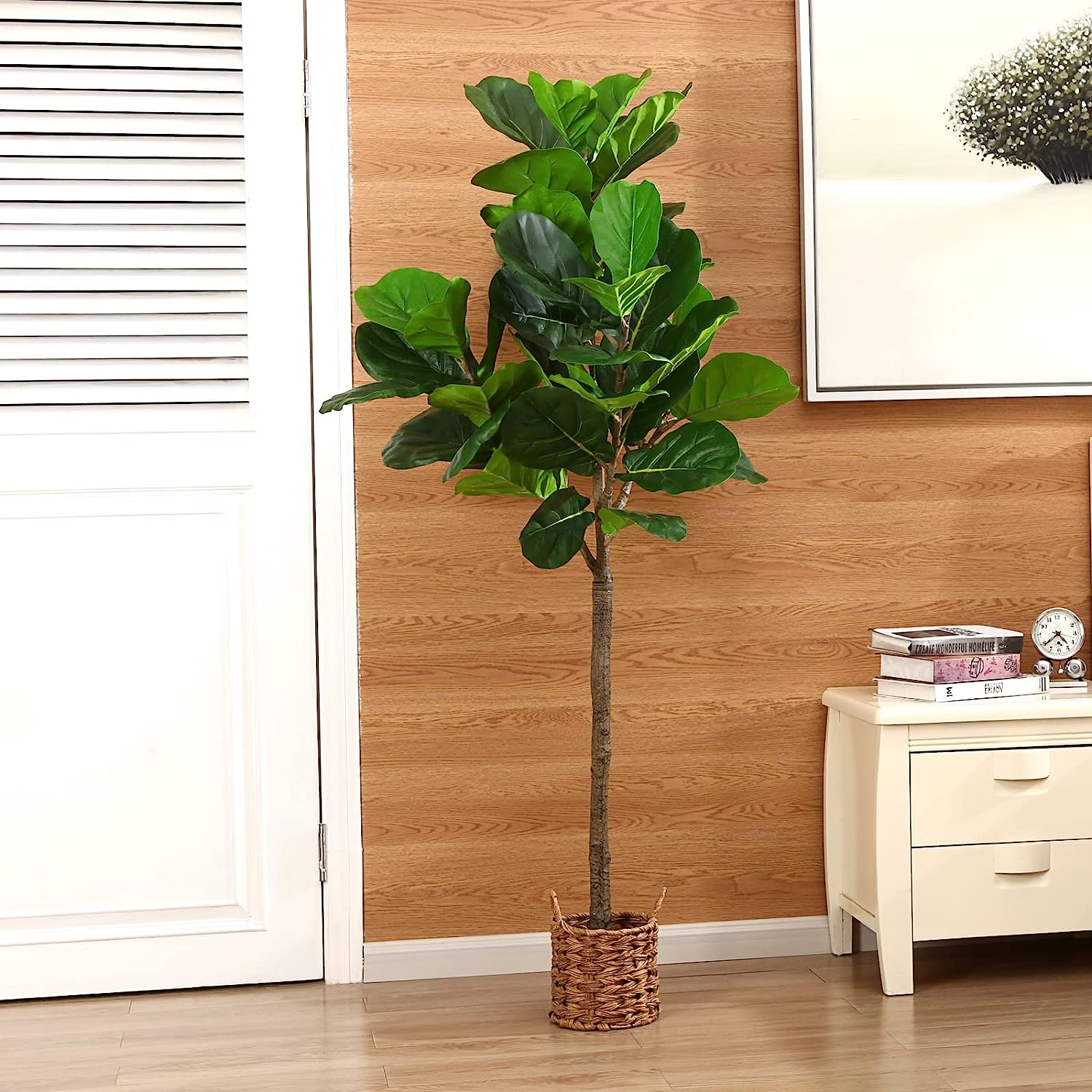 Artificial Fiddle Leaf Fig Tree, ( Ficus Lyrata ) 5FT Tall Plant for Indoor/Outdoor - Graceland Home and Living - - #tag1#