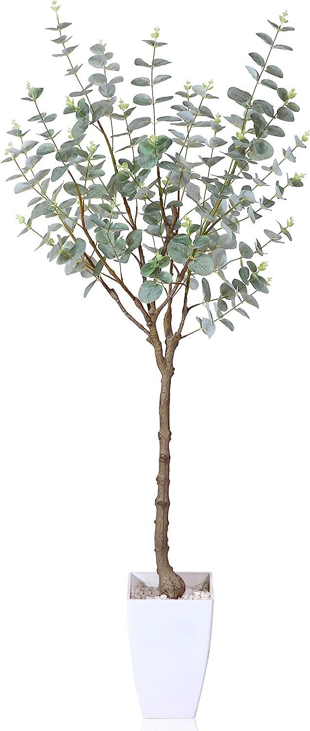 Artificial Olive Tree 4FT Tall Faux Tropical Silk Plant with White Taper Planter - Graceland Home and Living - - #tag1#