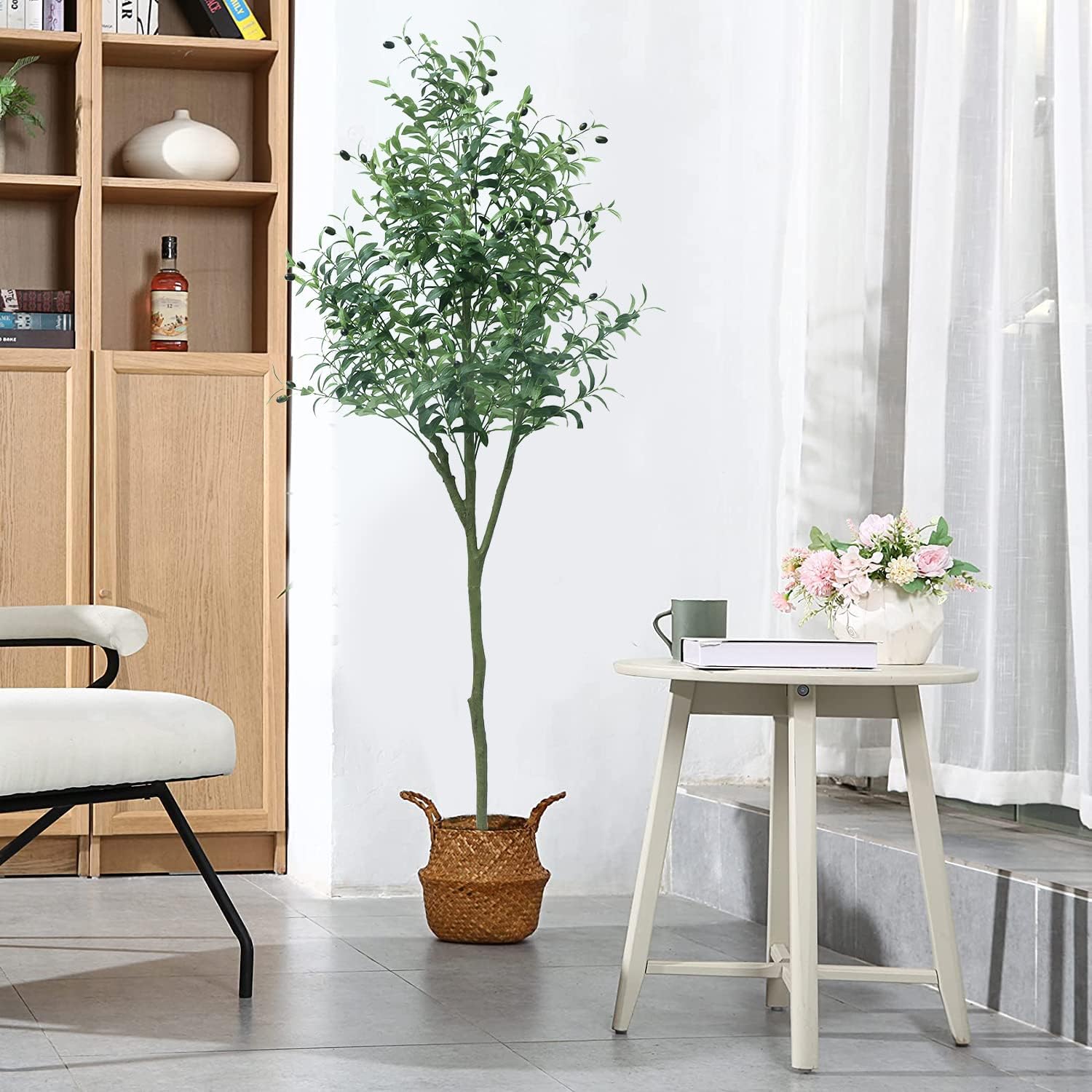 Artificial Olive Tree, 6ft (71'') Tall Fake Silk Tree Plants for Modern Living - Graceland Home and Living - - #tag1#