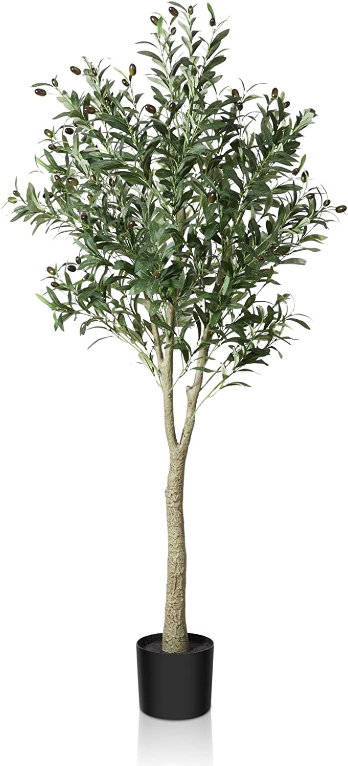 Artificial Olive Tree Plant 5 Feet Fake Topiary Silk Tree, Perfect Faux Plants in Pot - Graceland Home and Living - - #tag1#