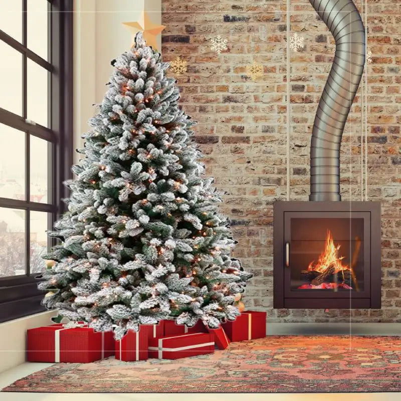 Artificial PVC Snowy Christmas Tree Pointed Flocking Pinecone - Graceland Home and Living - - #tag1#