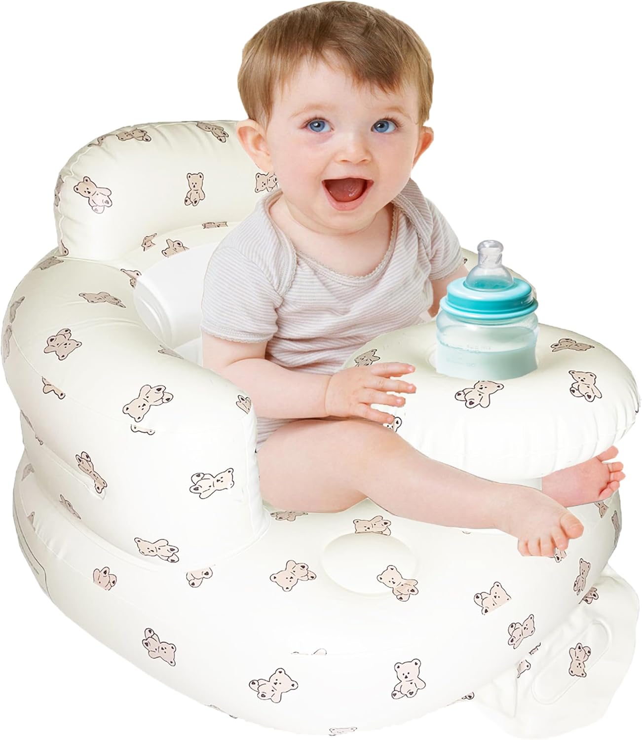 Baby Inflatable Seat with Tray for Babies 3-36 Months, Built in Air Pump, Baby Support Seat Summer Toddler Chair for Sitting Up, Baby Shower Chair Floor Seater, Infant Back Support Sofa - Graceland Home and Living - - #tag1#