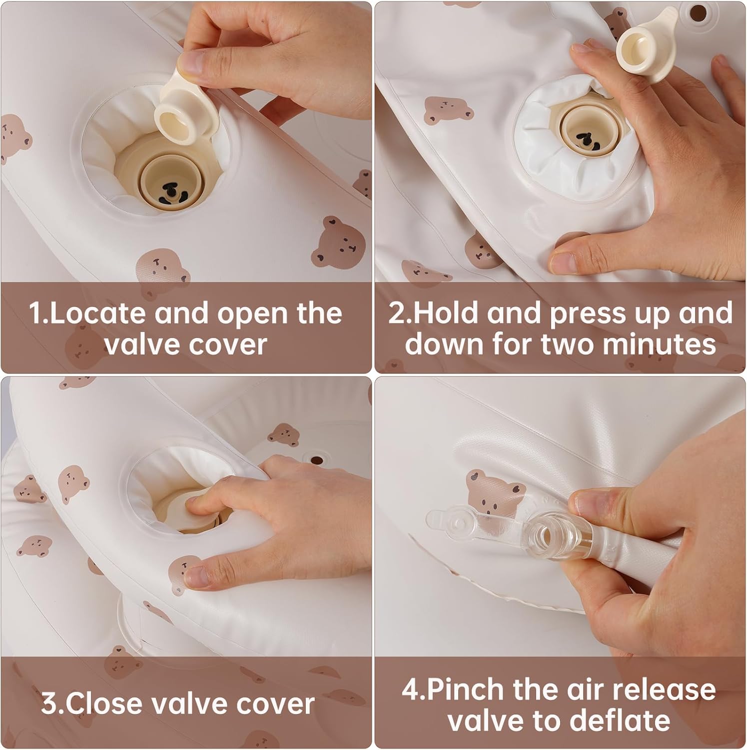 Baby Inflatable Seat with Tray for Babies 3-36 Months, Built in Air Pump, Baby Support Seat Summer Toddler Chair for Sitting Up, Baby Shower Chair Floor Seater, Infant Back Support Sofa - Graceland Home and Living -