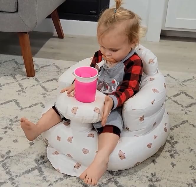 Baby Inflatable Seat with Tray for Babies 3-36 Months, Built in Air Pump, Baby Support Seat Summer Toddler Chair for Sitting Up, Baby Shower Chair Floor Seater, Infant Back Support Sofa - Graceland Home and Living - - #tag1#