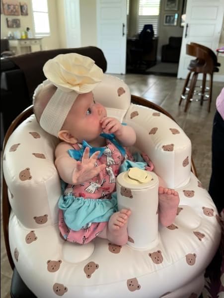 Baby Inflatable Seat with Tray for Babies 3-36 Months, Built in Air Pump, Baby Support Seat Summer Toddler Chair for Sitting Up, Baby Shower Chair Floor Seater, Infant Back Support Sofa - Graceland Home and Living - - #tag1#