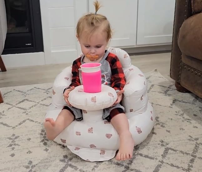 Baby Inflatable Seat with Tray for Babies 3-36 Months, Built in Air Pump, Baby Support Seat Summer Toddler Chair for Sitting Up, Baby Shower Chair Floor Seater, Infant Back Support Sofa - Graceland Home and Living -
