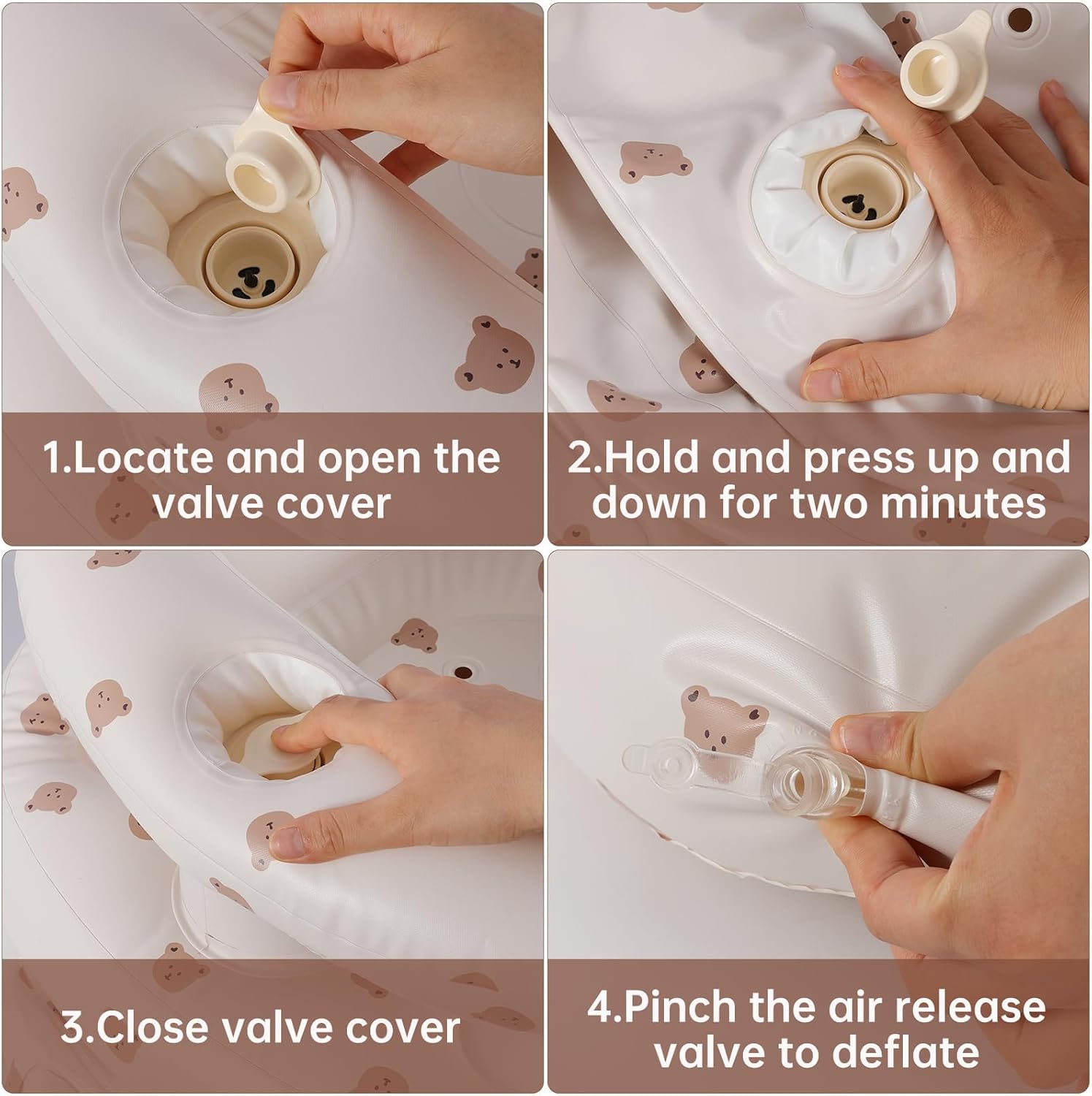 Baby Inflatable Seat with Tray for Babies 3-36 Months, Built in Air Pump, Baby Support Seat Summer Toddler Chair for Sitting Up, Baby Shower Chair Floor Seater, Infant Back Support Sofa - Graceland Home and Living - - #tag1#