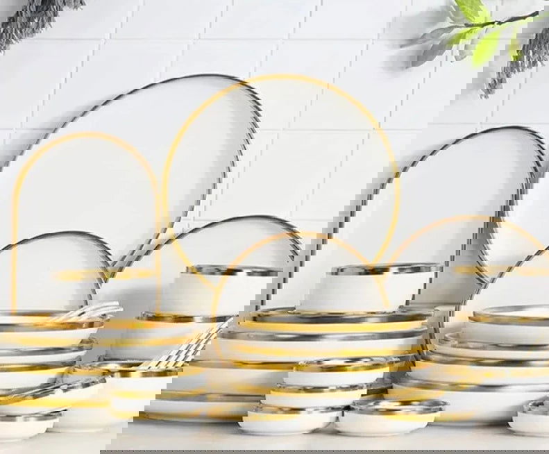 Ceramic Dining Set - Complete Tableware with Full Plates, - Graceland Home and Living -