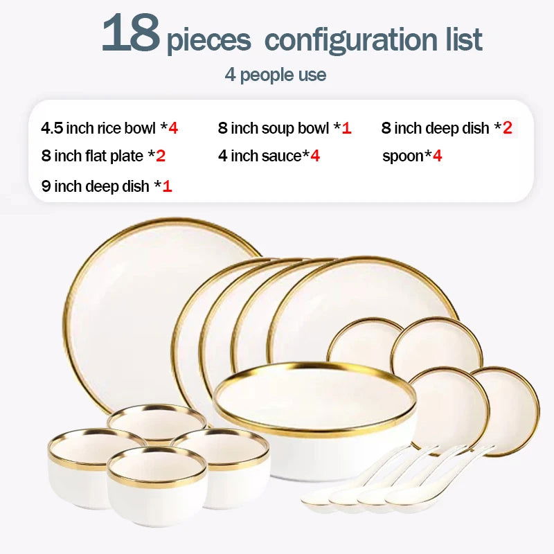 Ceramic Dining Set - Complete Tableware with Full Plates, - Graceland Home and Living -