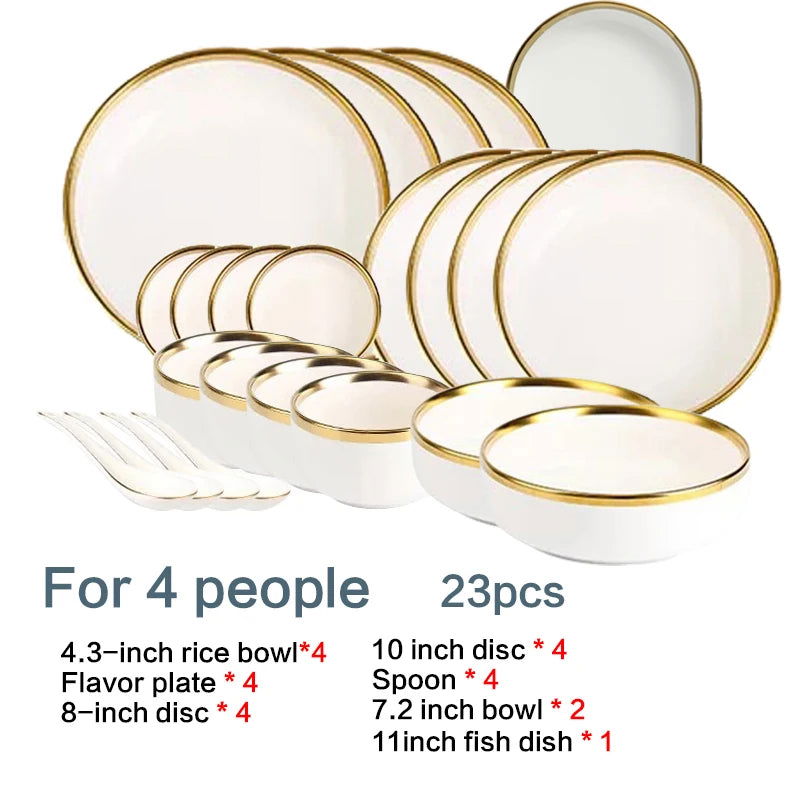 Ceramic Dining Set - Complete Tableware with Full Plates, - Graceland Home and Living -