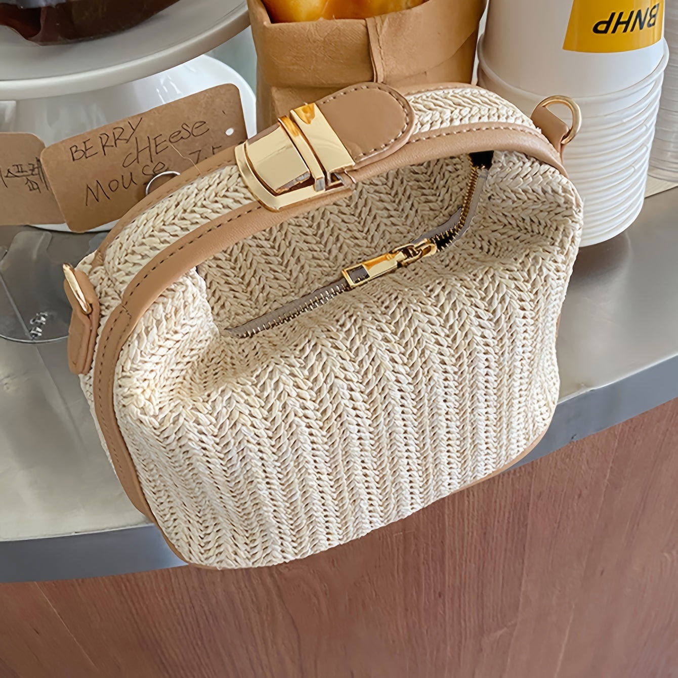Chic Straw Woven Crossbody Bag for Women - Graceland Home and Living -