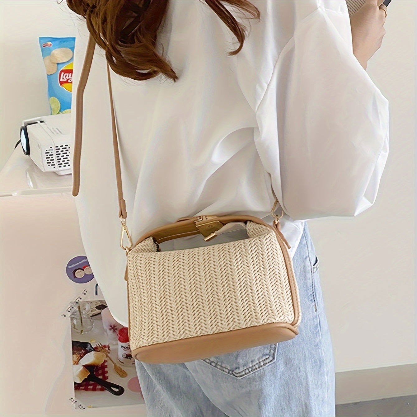 Chic Straw Woven Crossbody Bag for Women - Graceland Home and Living -