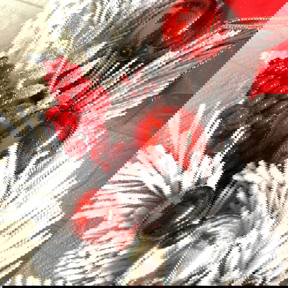 Christmas Wreath and Rattan Set With Led Light For Doors - Graceland Home and Living -